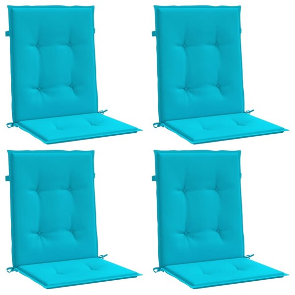 vidaXL Coussins de chaise à dossier bas lot de 4 turquoise tissu