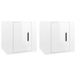vidaXL Meubles TV muraux 2 Pièces Blanc brillant 40x34 5x40 cm