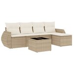 vidaXL Salon de jardin avec coussins 6 Pièces beige résine tressée