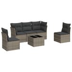 vidaXL Salon de jardin 6 Pièces avec coussins gris résine tressée