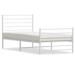 vidaXL Cadre de lit métal sans matelas et pied de lit blanc 107x203 cm