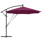 vidaXL Parasol banane à mât déporté Rouge bordeaux 294 x 294 x 248 cm