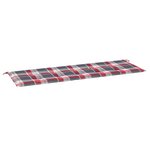 vidaXL Coussin de banc de jardin motif à carreaux rouges 150x50x4 cm