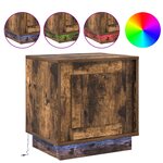 vidaXL Table de chevet avec lumières LED Chêne fumé 44x34 5x45 cm