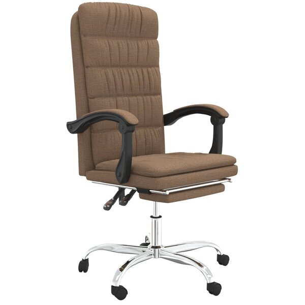Chaise fauteuil siège pivotante de inclinable de bureau informatique étude tissu brun 02_0024259