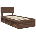 vidaXL Cadre de lit avec tête de lit Chêne brun 90 x 190 cm Pin massif