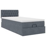 vidaXL Cadre de lit ottoman avec matelas gris foncé 90x190 cm velours