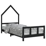 vidaXL Cadre de lit pour enfants noir 90x190 cm bois de pin massif