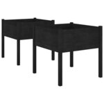 vidaXL Jardinières 2 Pièces Noir 70x70x70 cm Bois de pin massif