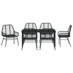 vidaXL Ensemble de repas de jardin 7 pièces noir en poly rotin