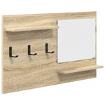 vidaXL Porte-manteau mural avec étagère avec stockage avec miroir Chêne Sonoma 90 x 10 x 50 cm