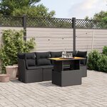 vidaXL Salon de jardin 5 Pièces avec coussins noir résine tressée