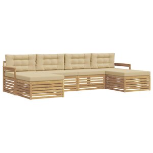 vidaXL Ensemble de canapés d'extérieur 6 pc Blanc et Beige