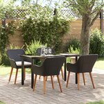 vidaXL Ensemble de Salle à Manger de Jardin 5 Pièces en Poly Rattan Noir