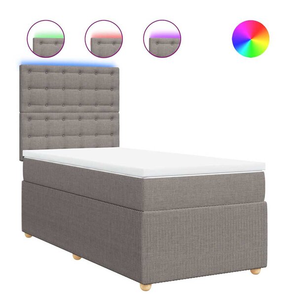 vidaXL Sommier à lattes de lit avec matelas Taupe 100x200 cm Tissu