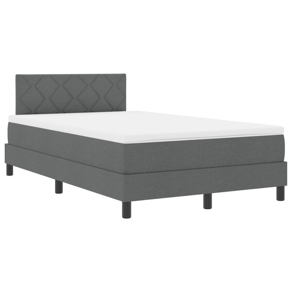 vidaXL Lit à ressort avec matelas gris foncé 120x190 cm tissu