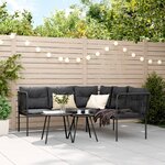 vidaXL Canapé de jardin avec coussins forme de L noir acier textilène