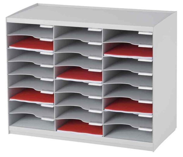 Trieur monobloc, 24 compartiments, gris PAPERFLOW
