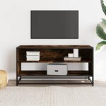 vidaXL Meuble TV chêne fumé 91x40x46 cm bois d'ingénierie et métal