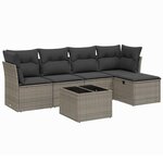 vidaXL Salon de jardin 6 Pièces avec coussins gris résine tressée