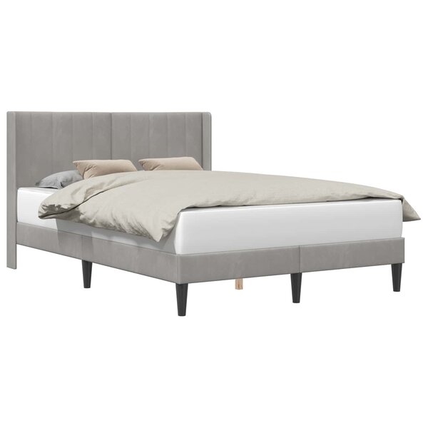 vidaXL Cadre de lit avec tête de lit Gris clair 140 x 190 cm Velours
