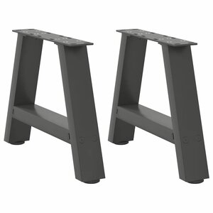 vidaXL Pieds de table basse en forme de A  2 pièces  anthracite  50 x (30-31) cm  acier