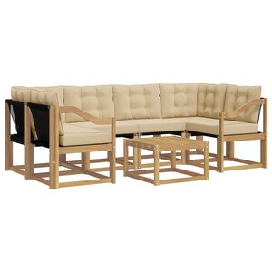 vidaXL Ensemble de canapés d'extérieur 7 pc Blanc et Beige