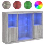 vidaXL Buffets avec lumières LED 3 Pièces sonoma gris bois d'ingénierie