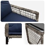 vidaXL Ensemble de meubles d'extérieur 3 Pièces Gris et marine