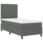 vidaXL Lit à ressorts avec matelas et LED en gris foncé  100 x 200 cm en tissu