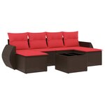vidaXL Salon de jardin avec coussins 7 Pièces marron résine tressée
