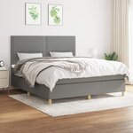 vidaXL Sommier à lattes de lit avec matelas Gris foncé 180x200cm Tissu