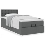 vidaXL Cadre de lit ottoman avec matelas gris foncé 90x190 cm tissu