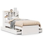vidaXL Lit bibliothèque sans matelas blanc 90x200cm bois de pin massif