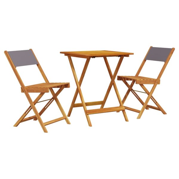 vidaXL Ensemble de bistro 3 Pièces anthracite tissu et bois massif