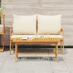 vidaXL Ensemble bistrot avec coussin 2 Pièces Marron Bois d'acacia massif