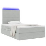 vidaXL Lit de rangement LED avec matelas Gris clair 120 x 190 cm