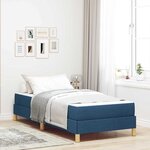 vidaXL Lit à ressorts Bleu  marron 90 x 200 cm Tissu  Bois Engineered