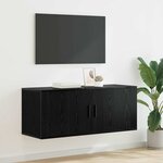 vidaXL Meuble TV mural Chêne noir 100 x 34 5 x 40 cm Bois d'ingénierie