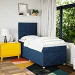 vidaXL Sommier à lattes de lit avec matelas Bleu 90x200 cm Tissu