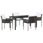 vidaXL Set de salle à manger de jardin 5 pièces avec coussins Marron Poly Rattan