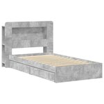 vidaXL Cadre de lit avec rangement avec tiroir Gris béton 90 x 190 cm