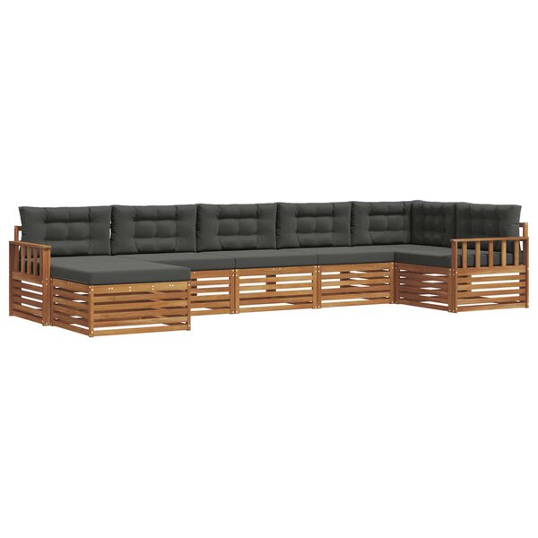 vidaXL Ensemble de canapés d'extérieur 7 pc Naturel et Anthracite