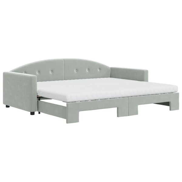 vidaXL Lit de jour avec gigogne et matelas gris clair 90x190cm velours
