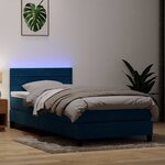 vidaXL Sommier à lattes de lit et matelas et LED bleu foncé 80x220 cm velours