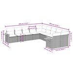 vidaXL Salon de jardin 10 Pièces avec coussins gris résine tressée