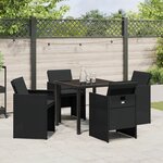 vidaXL Ensemble de salle à manger de jardin de 5 pièces avec coussins en rotin poly noir