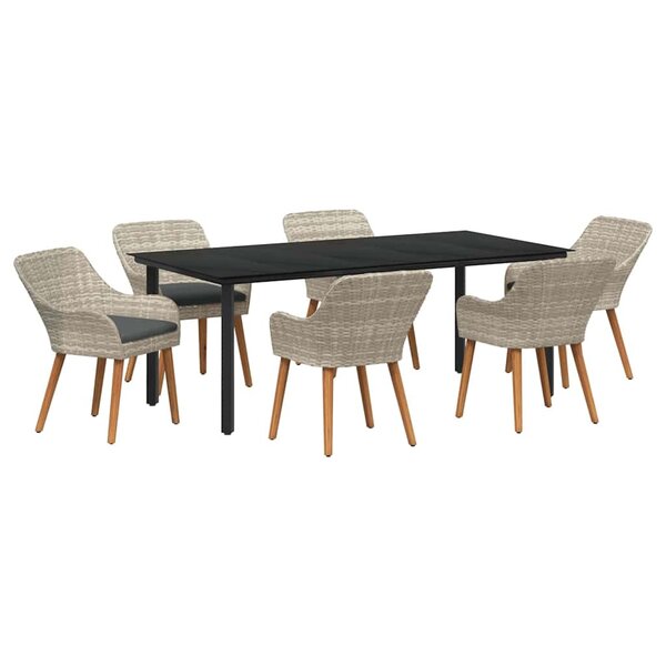 vidaXL Ensemble de salle à manger pour jardin 7 Pièces Gris clair