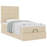 vidaXL Lit ottoman avec matelas crème 100x200 cm tissu