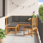 Ensemble de jardin 6 pièces en bois d'acacia avec coussins